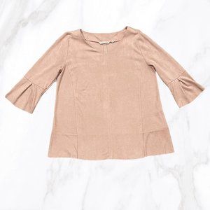 Soft Surroundings Women‎ Dusty Rose Izzy Faux Suede 3/4 Sleeve Tunic Top, Size M